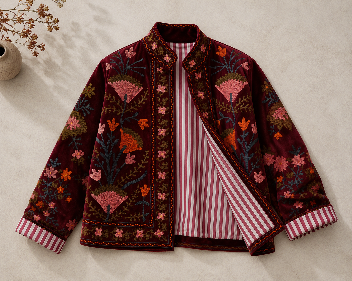 Granate Suzani Embroidered Jacket