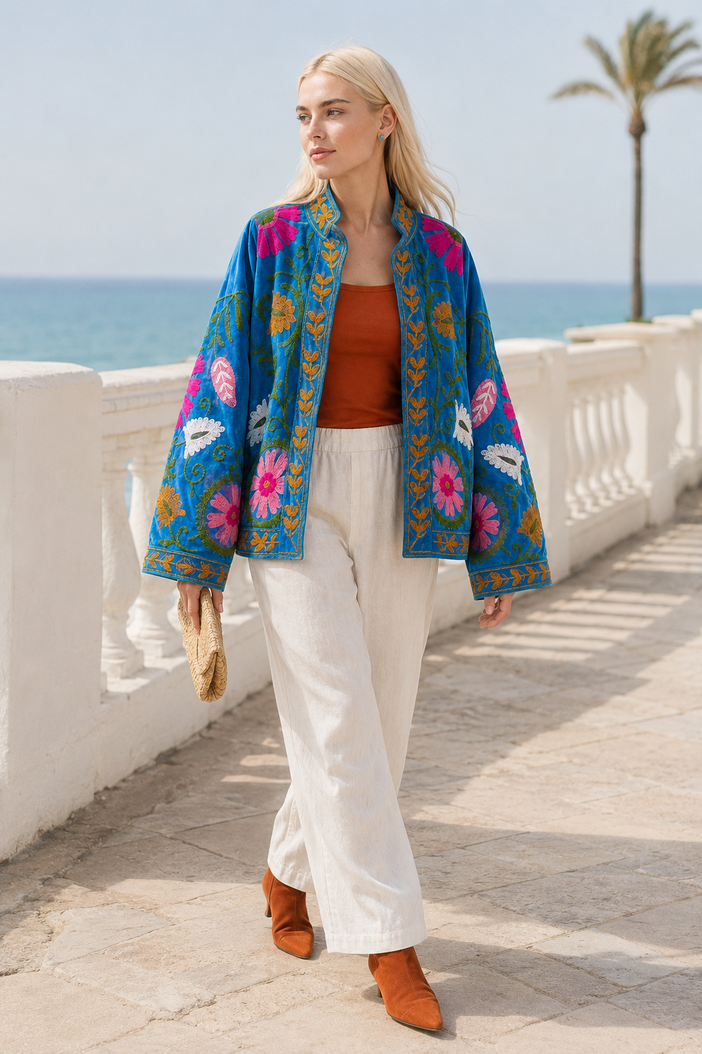 Turquesa Floral Embroidered Jacket