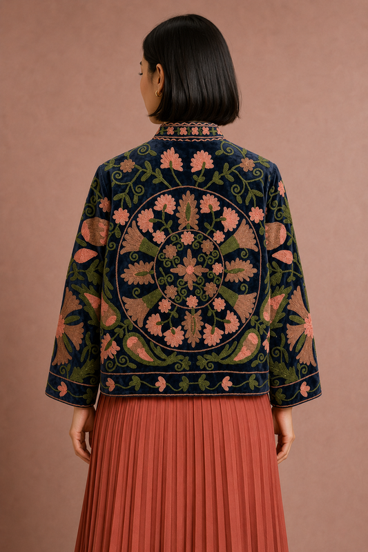 Añil Suzani Embroidered Jacket