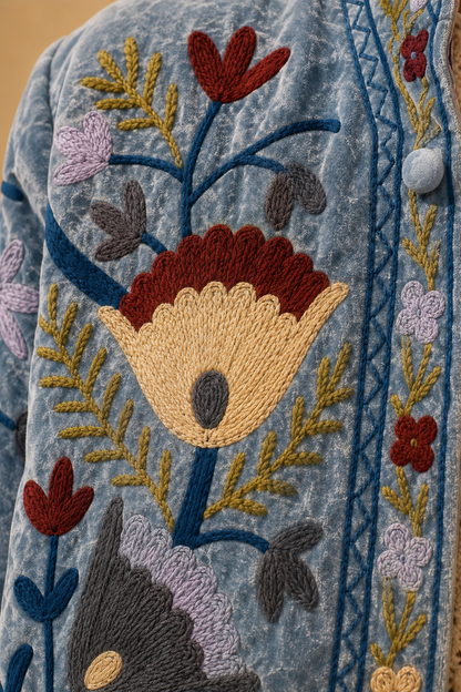 Perla Gris Suzani Embroidered Jacket