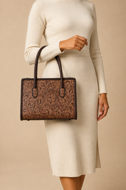 Malena Tooled Tote Bag