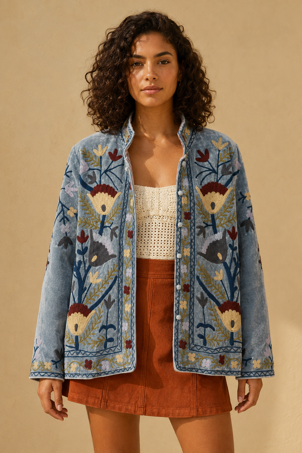 Perla Gris Suzani Embroidered Jacket