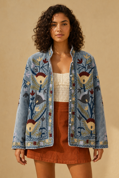 Perla Gris Suzani Embroidered Jacket