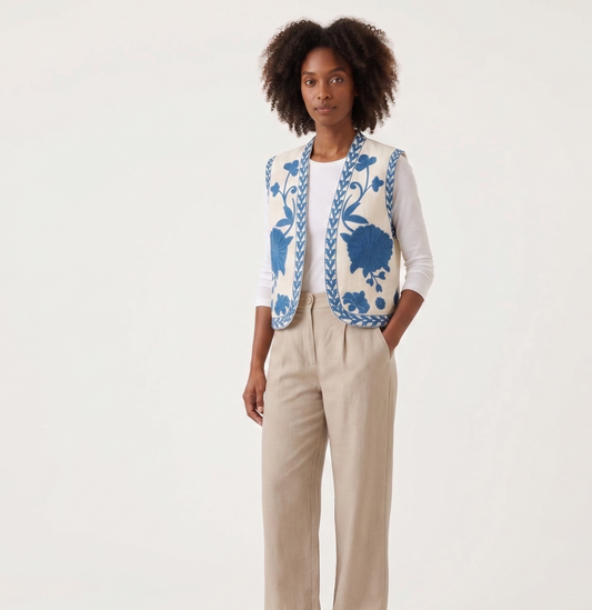 Azulejo Floral Embroidered Vest
