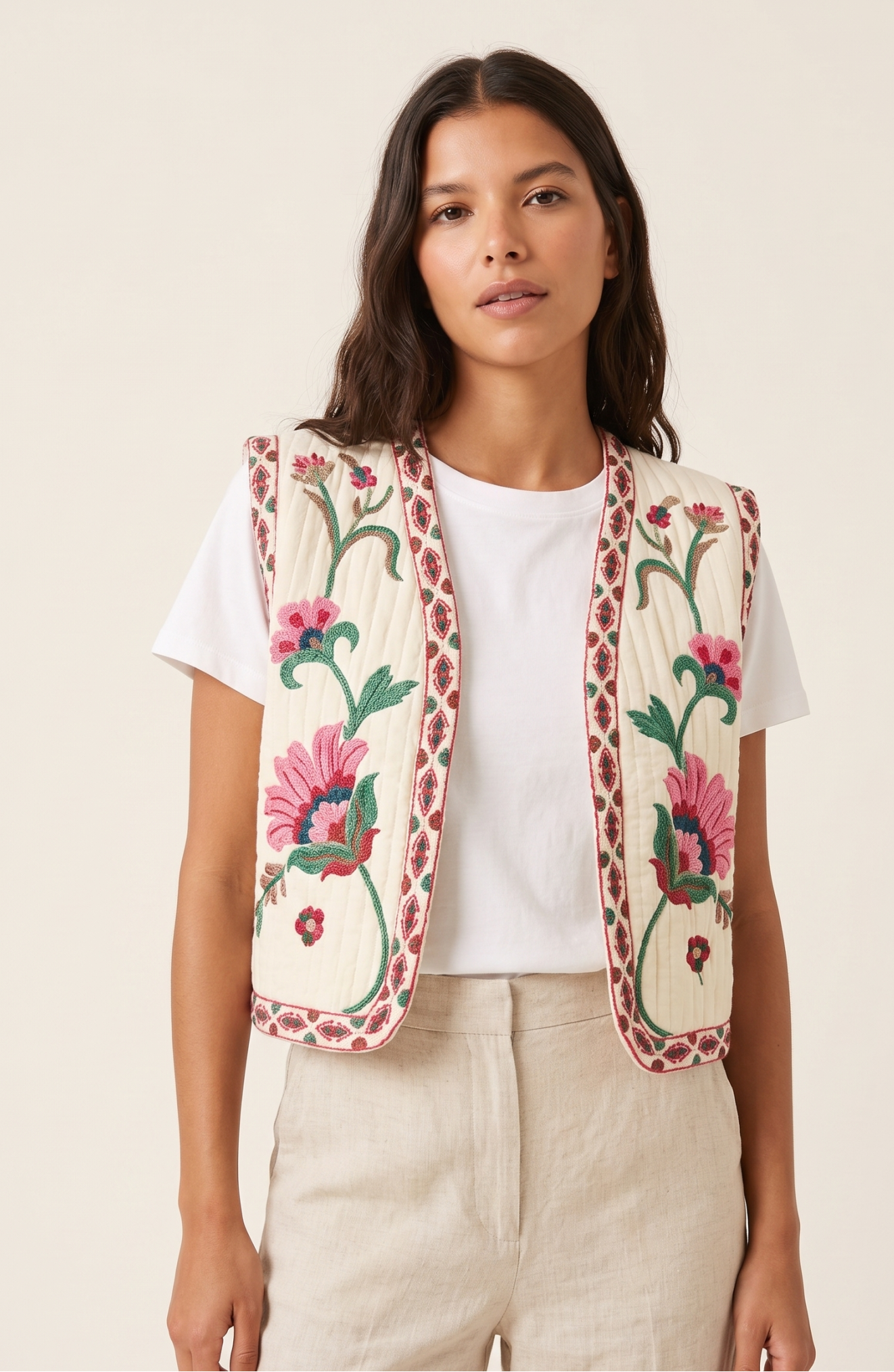 Azulejo Floral Embroidered Vest