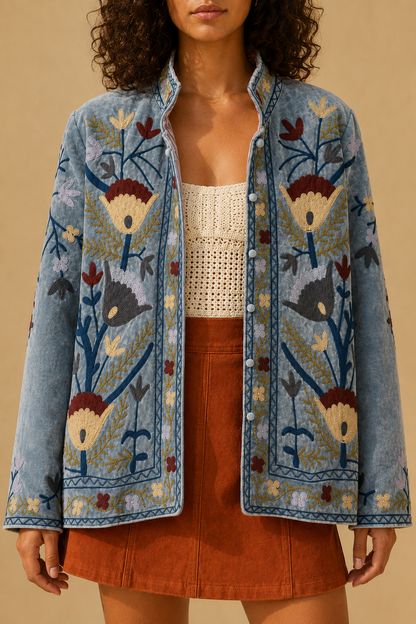 Perla Gris Suzani Embroidered Jacket