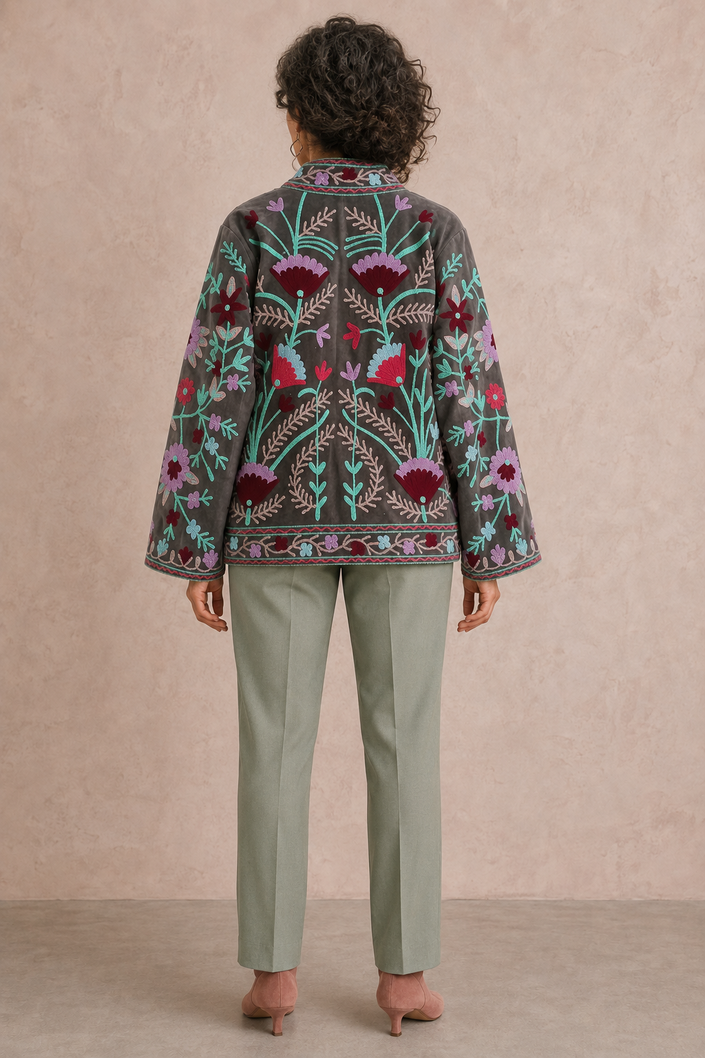 Granada Floral Crewel Embroidered Jacket