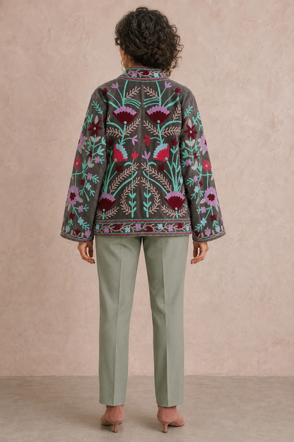 Granada Floral Crewel Embroidered Jacket