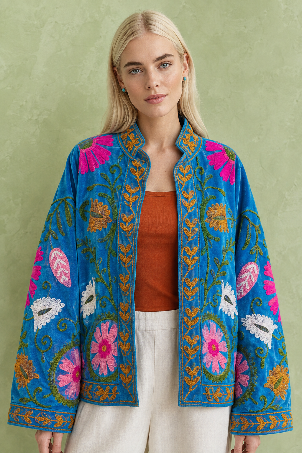 Turquesa Floral Embroidered Jacket