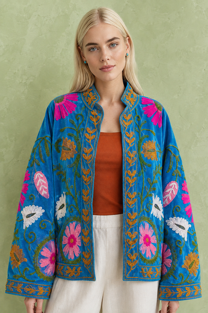 Turquesa Floral Embroidered Jacket