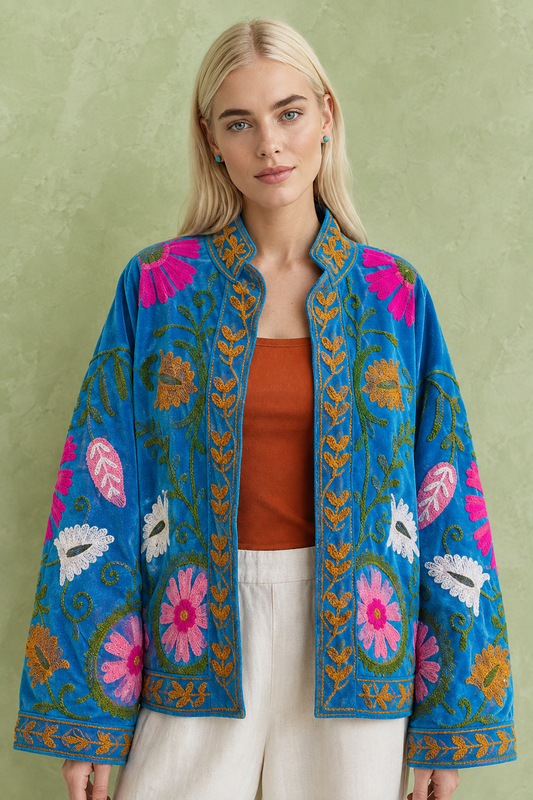 Turquesa Floral Embroidered Jacket