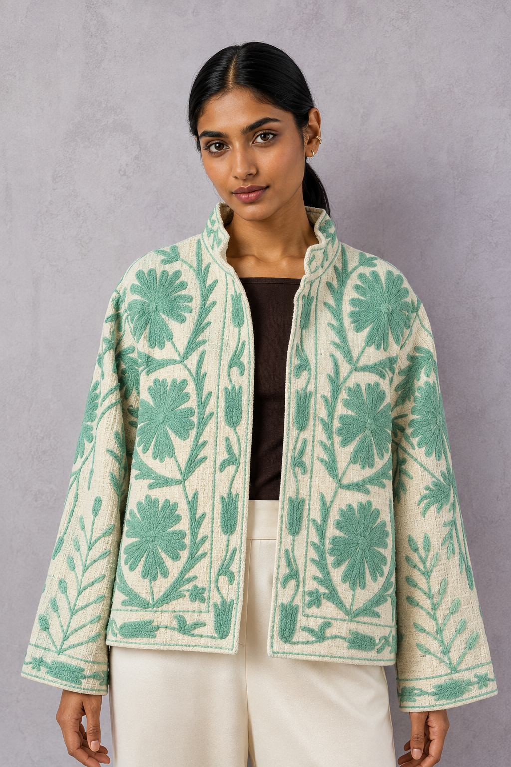Menta Botanical Embroidered Jacket