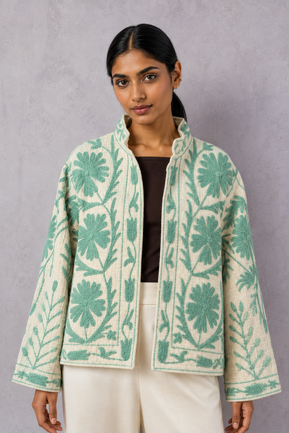 Menta Botanical Embroidered Jacket