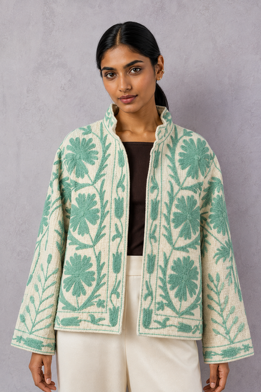 Menta Botanical Embroidered Jacket