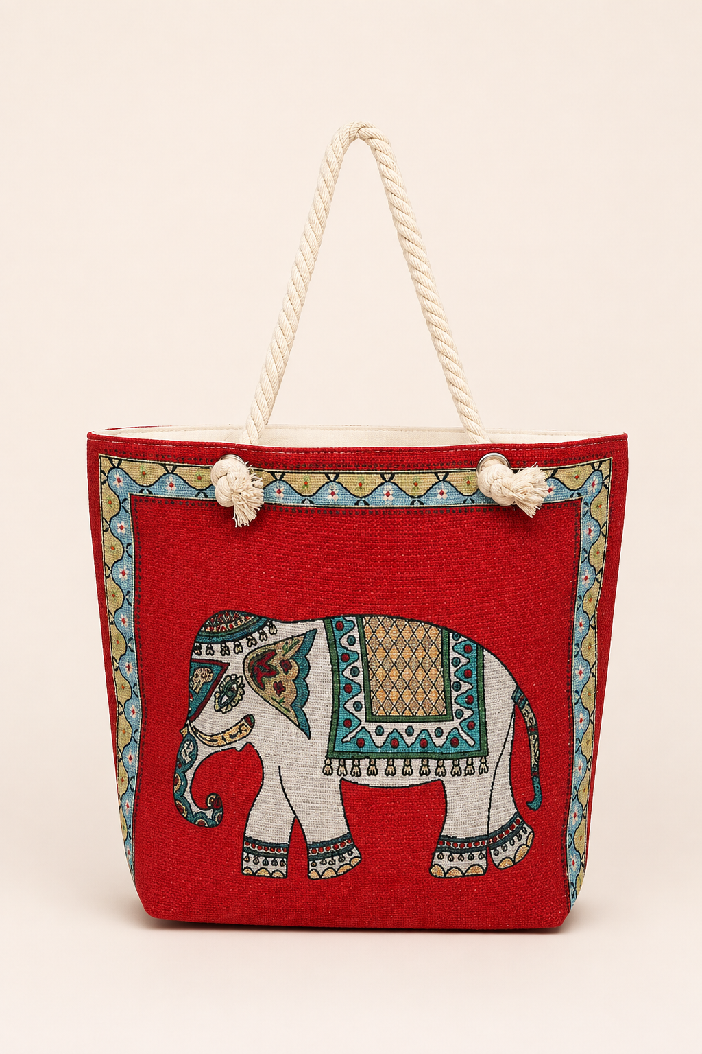 Marrakesh Elephant Embroidered Tote Bag
