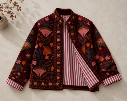 Granate Suzani Embroidered Jacket