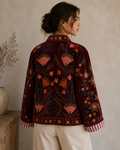Granate Suzani Embroidered Jacket