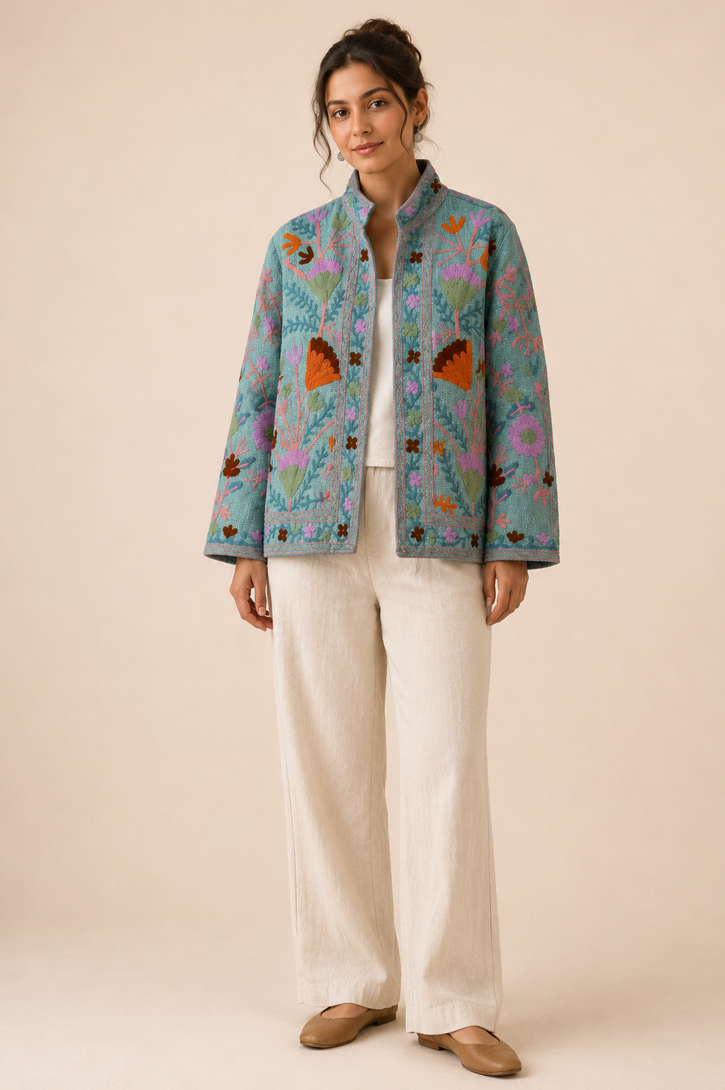 Menta Suzani Embroidered Jacket