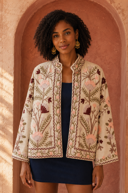 Rosal Crewel Embroidered Jacket