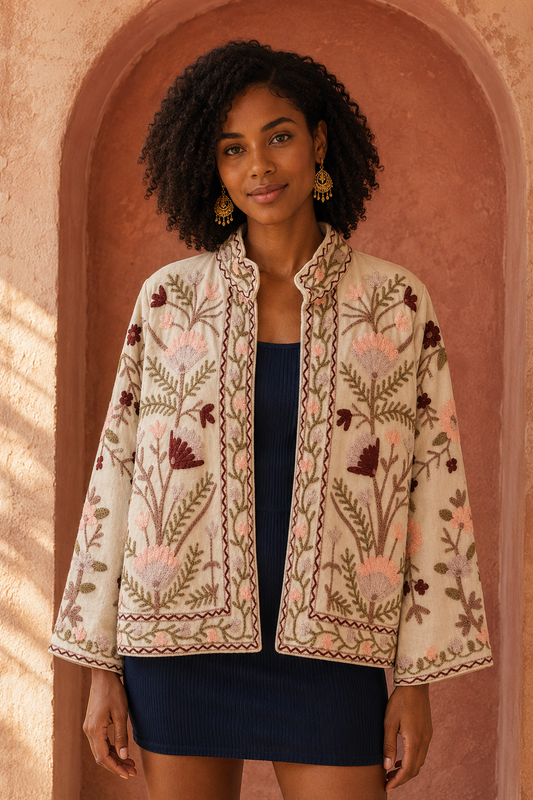 Rosal Crewel Embroidered Jacket