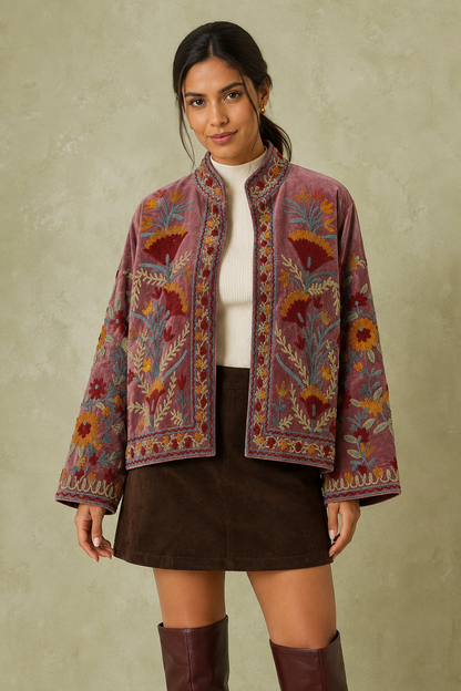 Borgoña Kashmiri Embroidered Jacket