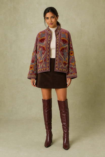 Borgoña Kashmiri Embroidered Jacket