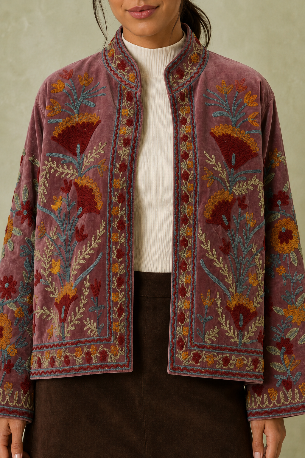 Borgoña Kashmiri Embroidered Jacket