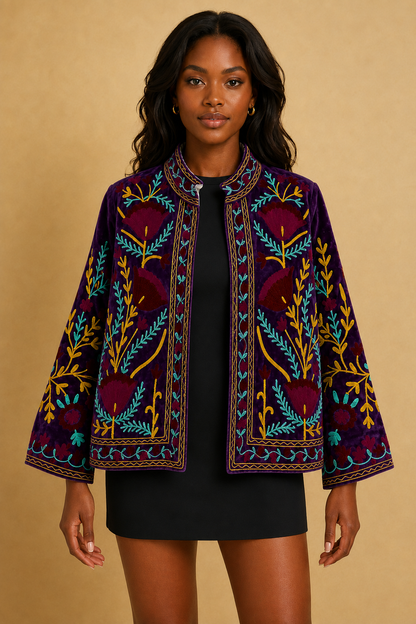 Púrpura Suzani Embroidered Jacket