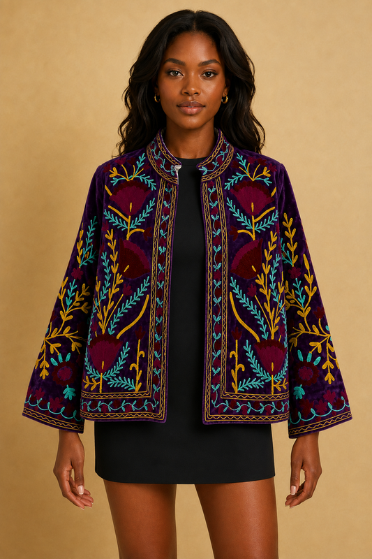 Púrpura Suzani Embroidered Jacket