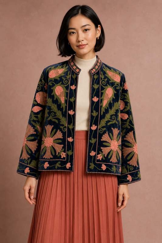 Añil Suzani Embroidered Jacket