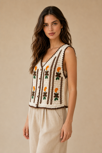 Granada Embroidered Crochet Vest
