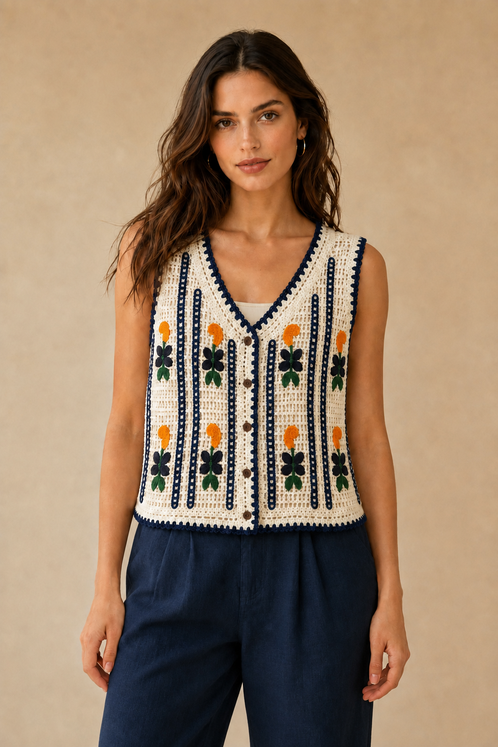 Granada Embroidered Crochet Vest