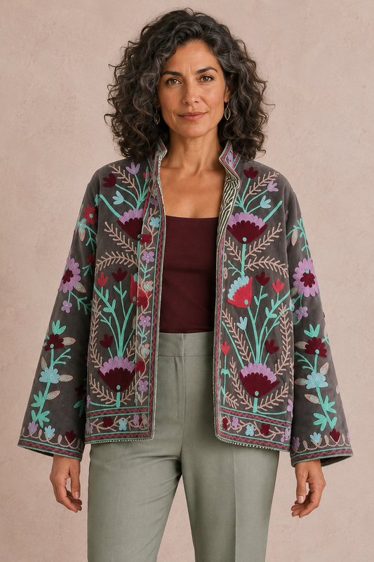 Granada Floral Crewel Embroidered Jacket
