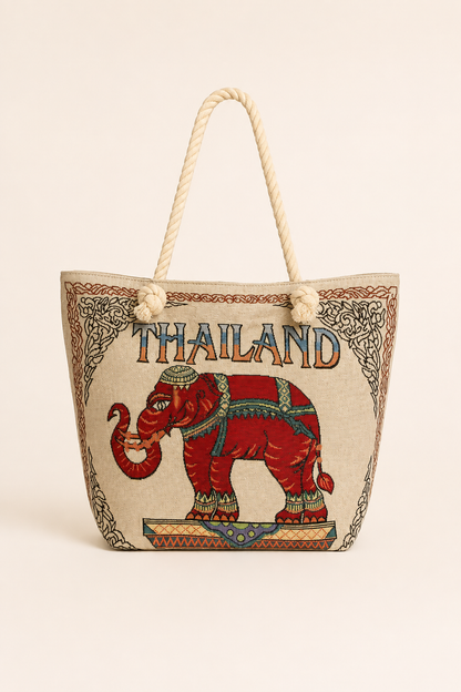 Marrakesh Elephant Embroidered Tote Bag