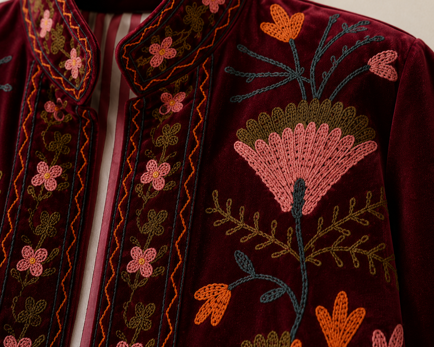 Granate Suzani Embroidered Jacket