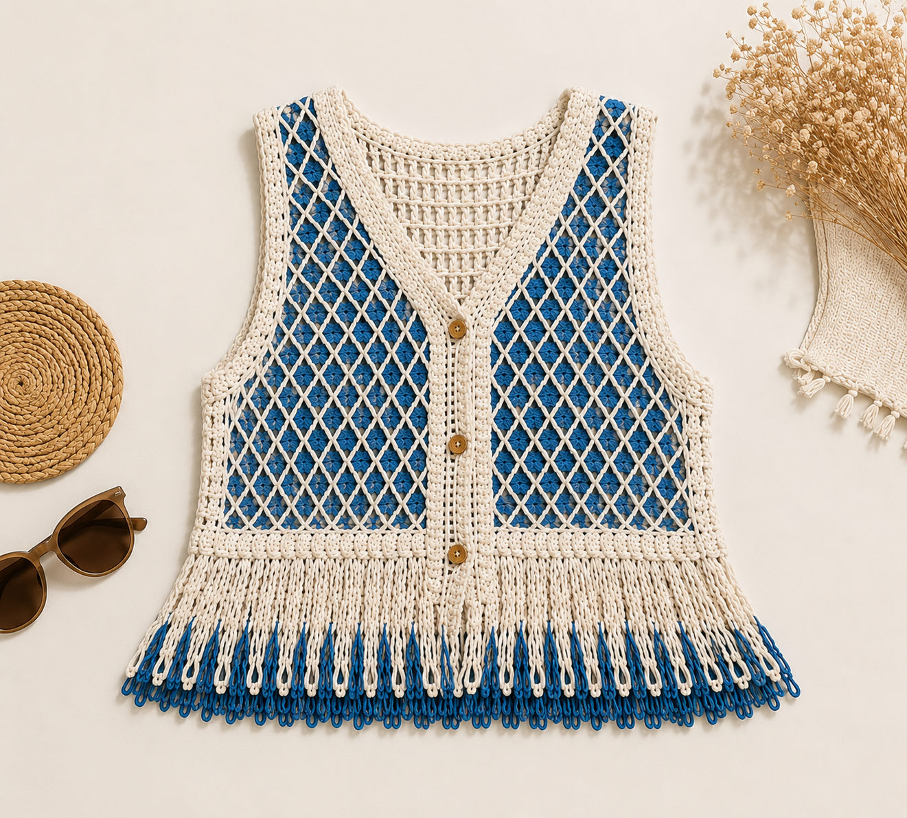 Ibiza Crochet Fringe Vest