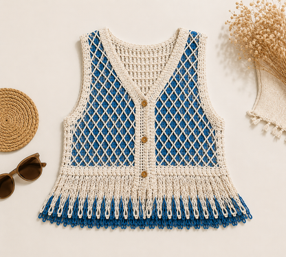Ibiza Crochet Fringe Vest