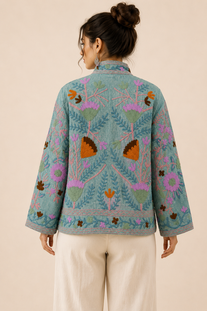Menta Suzani Embroidered Jacket