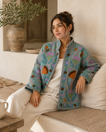 Menta Suzani Embroidered Jacket
