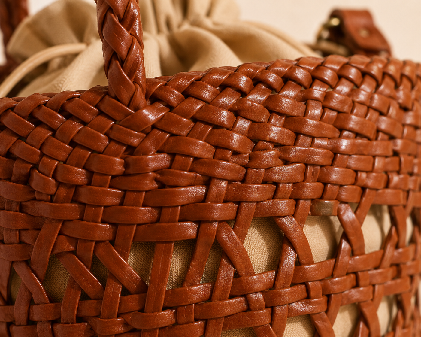 Formentera Woven Leather Bucket Bag