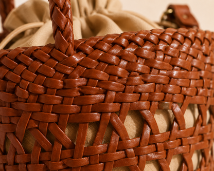 Formentera Woven Leather Bucket Bag