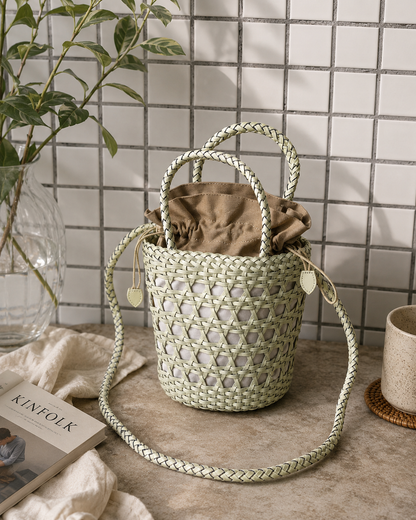 Formentera Woven Leather Bucket Bag