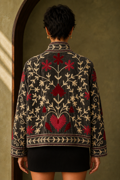 Grafito Floral Embroidered Jacket