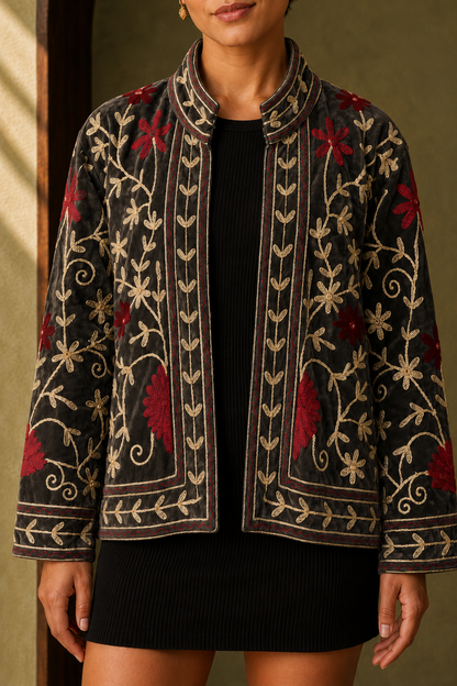 Grafito Floral Embroidered Jacket