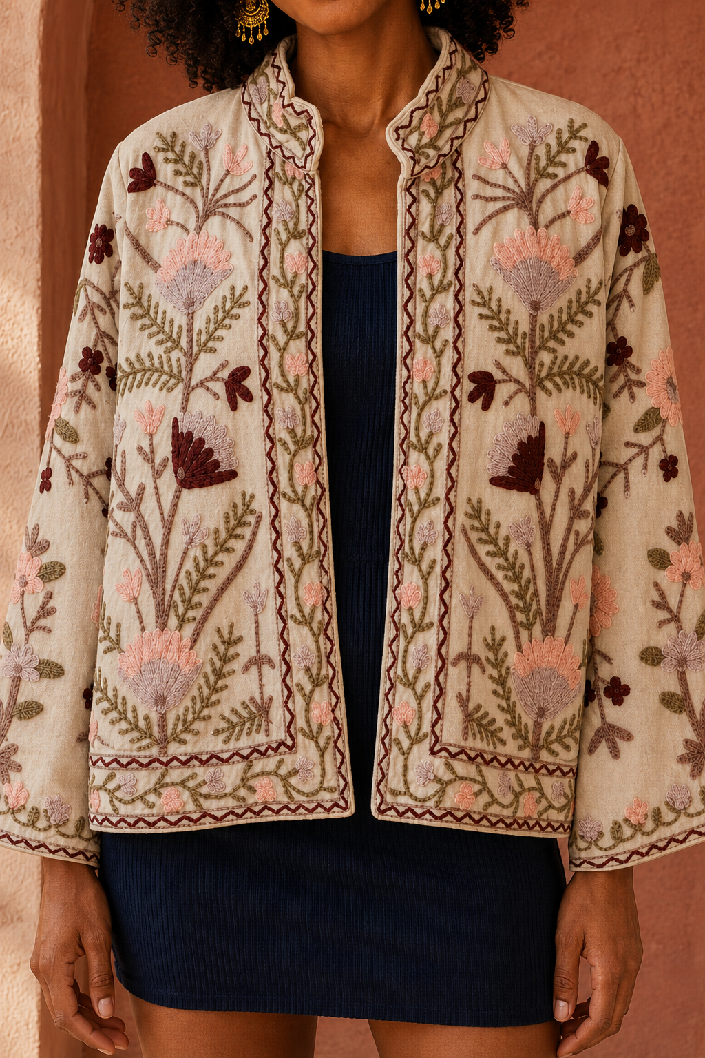 Rosal Crewel Embroidered Jacket