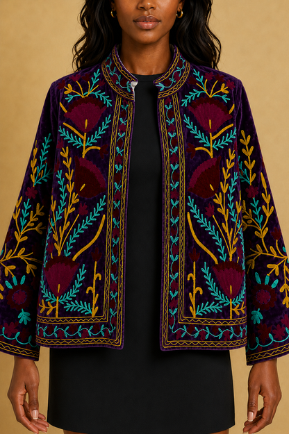 Púrpura Suzani Embroidered Jacket