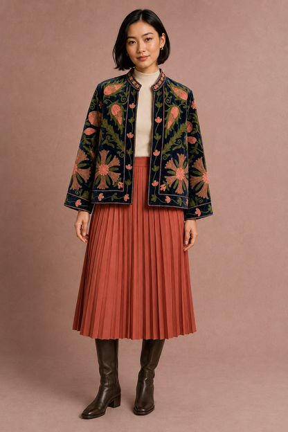 Añil Suzani Embroidered Jacket