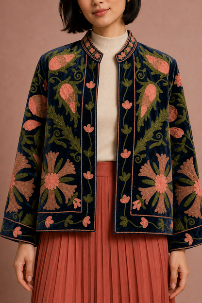 Añil Suzani Embroidered Jacket