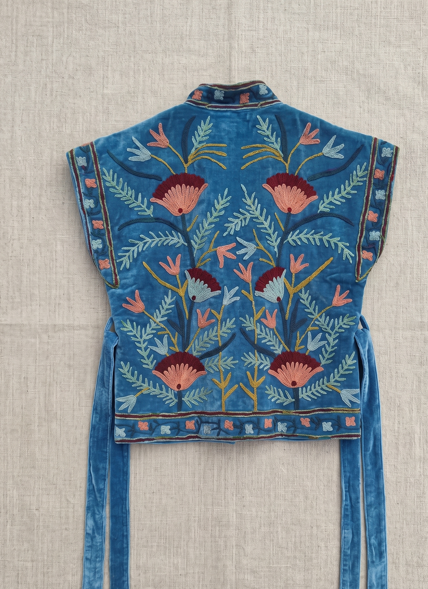 Indigo Suzani Velvet Vest