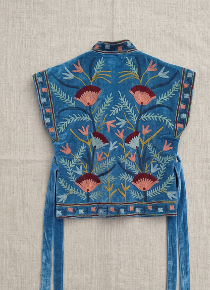 Indigo Suzani Velvet Vest
